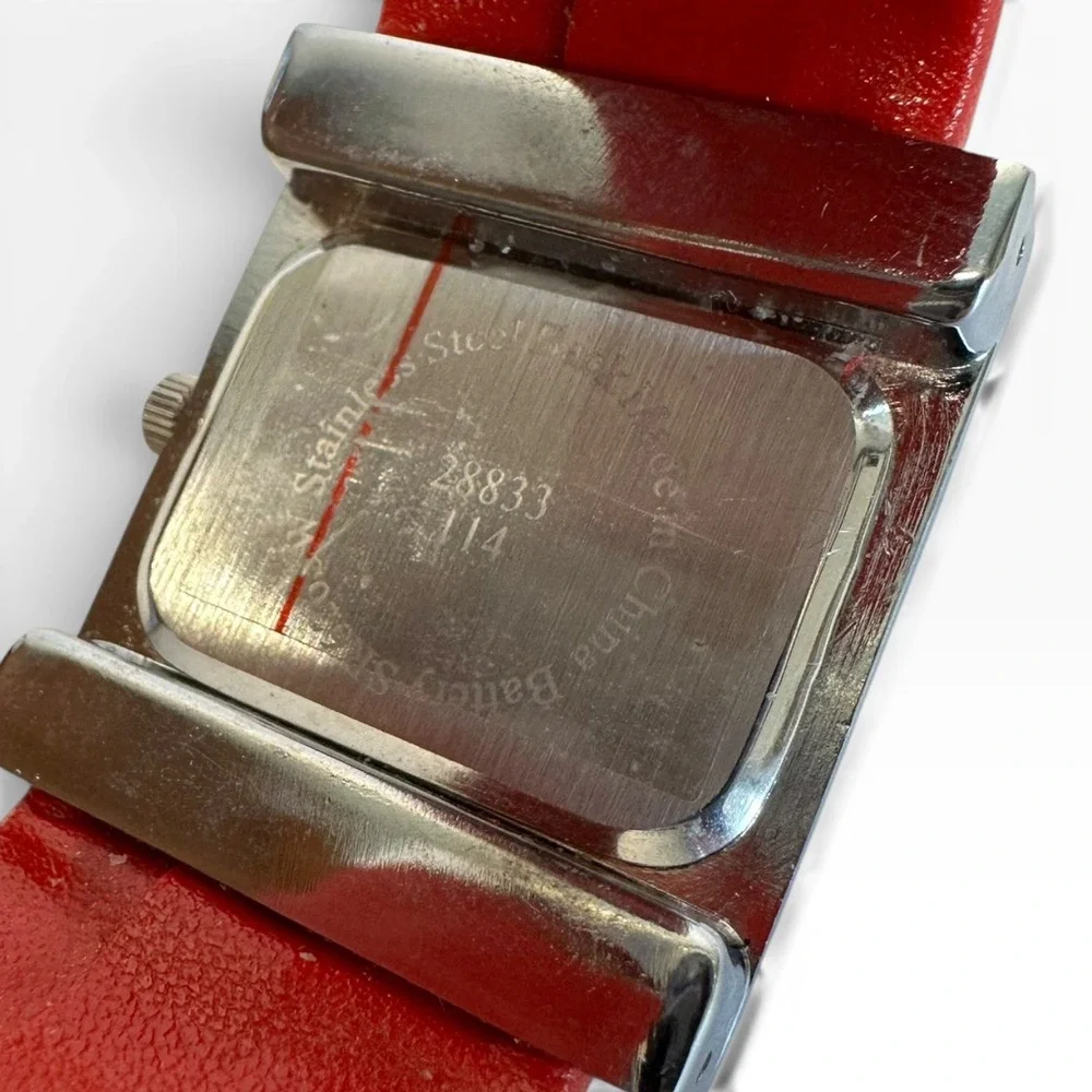 Cuff Watch Womens OS Red Holographic Glitter Dial 28833 114 Santa Christmas